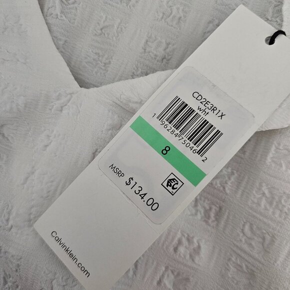 Calvin Klein New Ruffle-Hem Mini A-Line Tiered Ruffle White Boho Dress - Picture 5 of 8